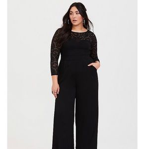 Torrid Black Lace Challis Jumpsuit